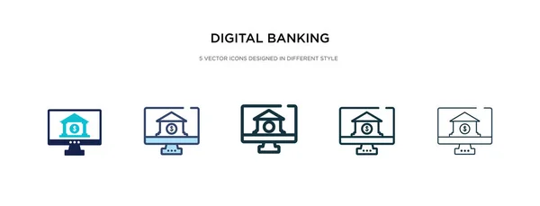 Digital Banking Icon in verschiedenen Stil Vektor Illustration. zwei — Stockvektor