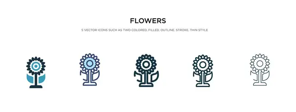 Blommor ikon i olika stil vektor illustration. två färgade — Stock vektor