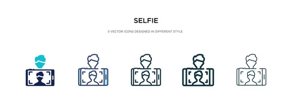 Icono de selfie en la ilustración de vectores de estilo diferente. dos colores — Vector de stock