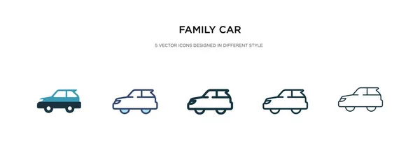 Icono de coche familiar en la ilustración de vectores de estilo diferente. dos colo — Vector de stock
