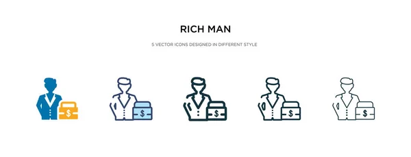 Icono de hombre rico en ilustración de vectores de estilo diferente. dos colores — Vector de stock