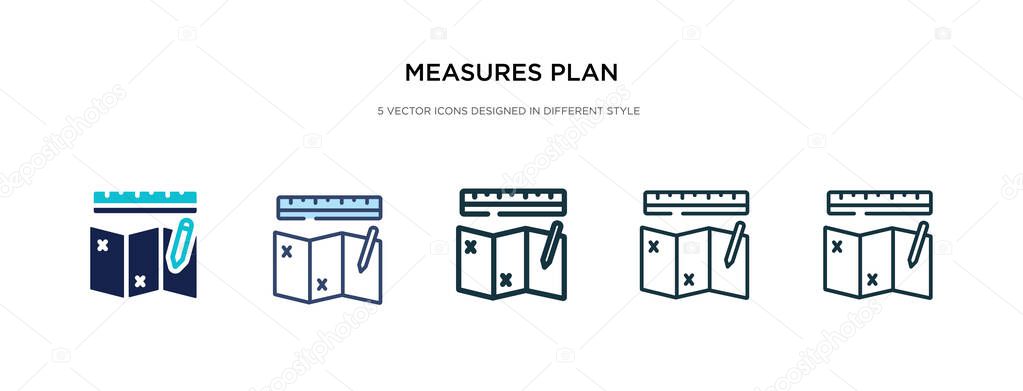 measures plan icon in different style vector illustration. two c