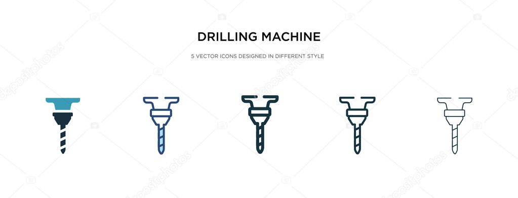 Drilling machine icon in different style vector illustration. two colored and black drilling machine vector icons designed in filled, outline, line and stroke style can be used for web, mobile, ui