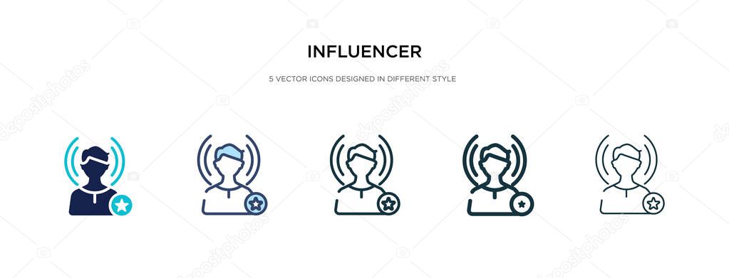 influencer icon in different style vector illustration. two colo
