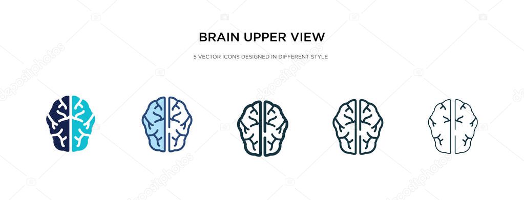 Brain upper view icon in different style vector illustration. two colored and black brain upper view vector icons designed in filled, outline, line and stroke style can be used for web, mobile, ui