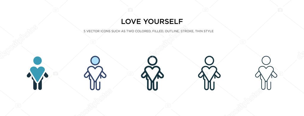 love yourself icon in different style vector illustration. two c