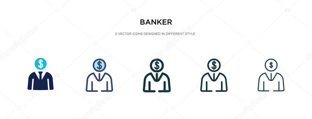 banker icon in different style vector illustration. two colored 