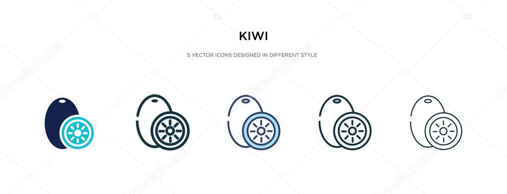 Kiwi icon in different style vector illustration. two colored and black kiwi vector icons designed in filled, outline, line and stroke style can be used for web, mobile, ui