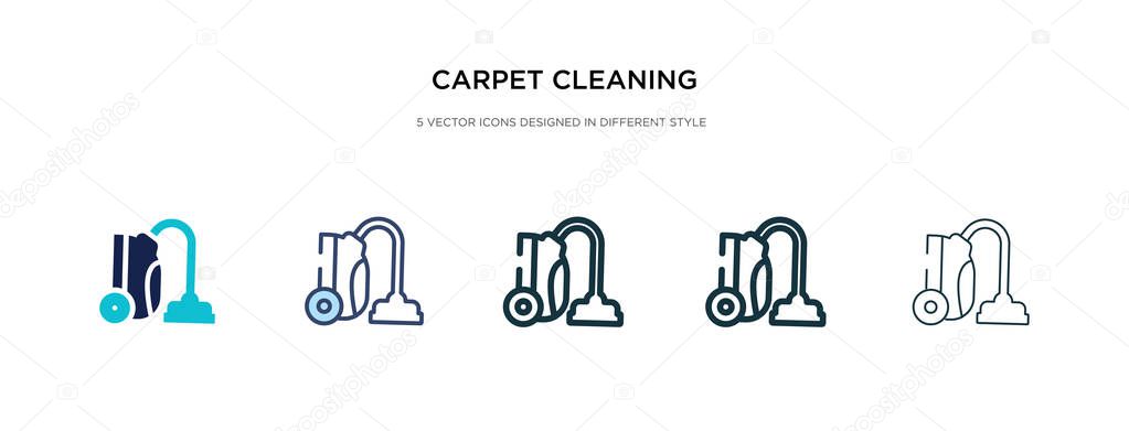 Carpet cleaning icon in different style vector illustration. two colored and black carpet cleaning vector icons designed in filled, outline, line and stroke style can be used for web, mobile, ui