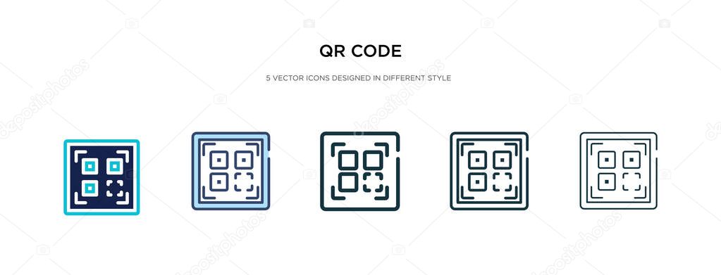 qr code icon in different style vector illustration. two colored