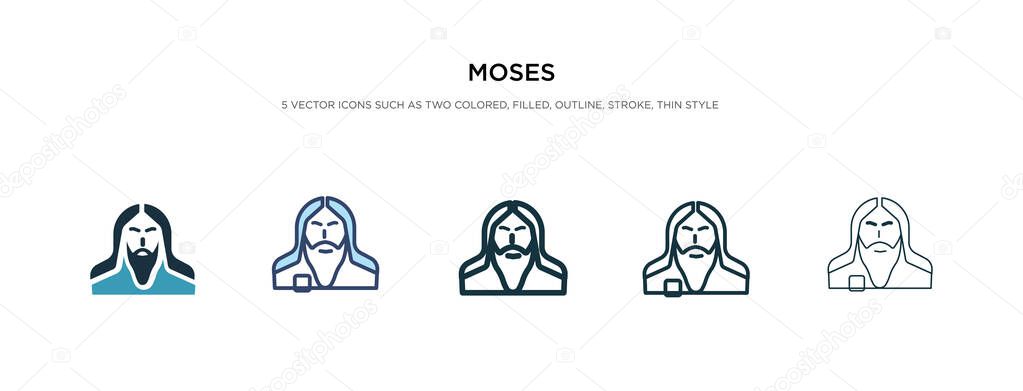 moses icon in different style vector illustration. two colored a