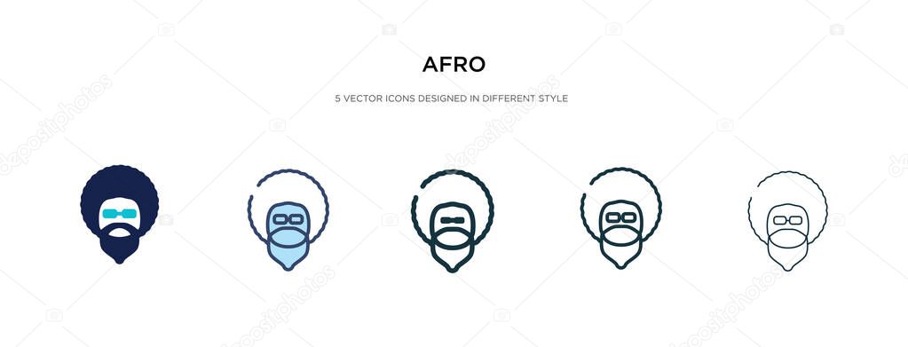 Afro icon in different style vector illustration. two colored and black afro vector icons designed in filled, outline, line and stroke style can be used for web, mobile, ui