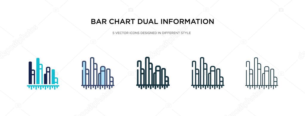 bar chart dual information icon in different style vector illust