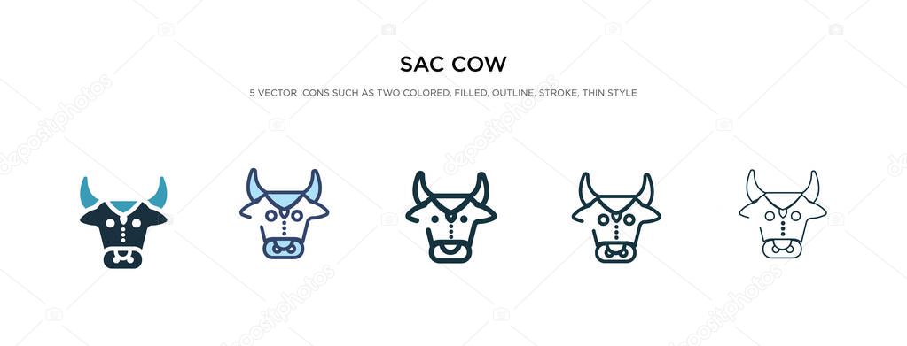 sac cow icon in different style vector illustration. two colored