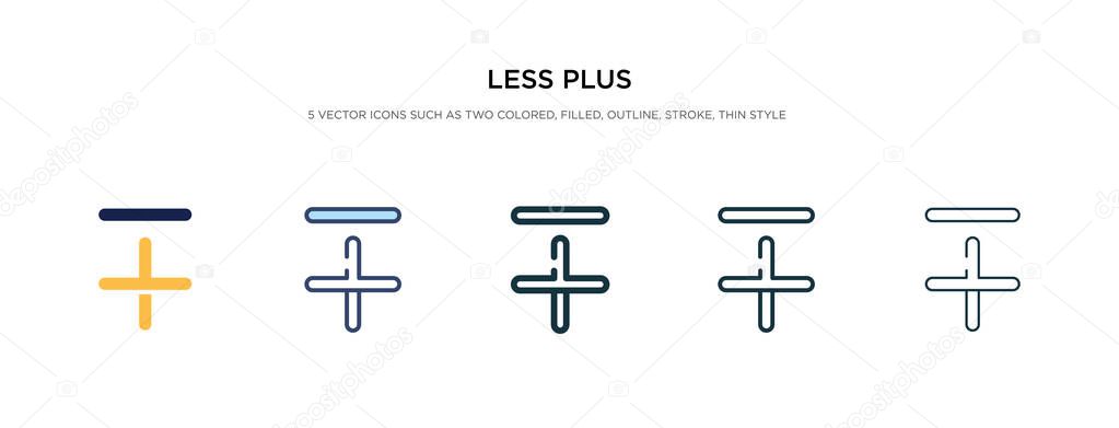 less plus icon in different style vector illustration. two color