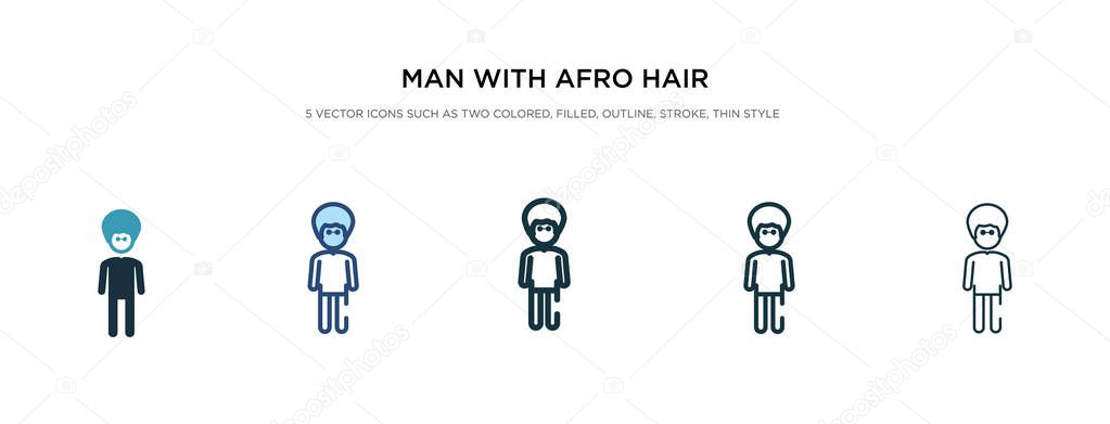 man with afro hair style icon in different style vector illustra