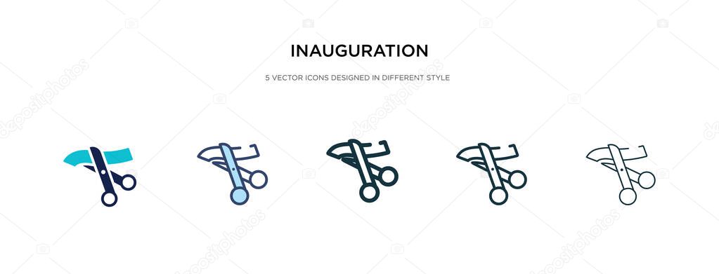 Inauguration icon in different style vector illustration. two colored and black inauguration vector icons designed in filled, outline, line and stroke style can be used for web, mobile, ui
