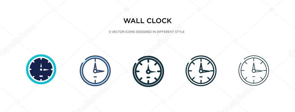 wall clock icon in different style vector illustration. two colo