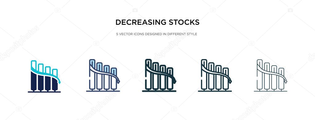 decreasing stocks bars graphic icon in different style vector il