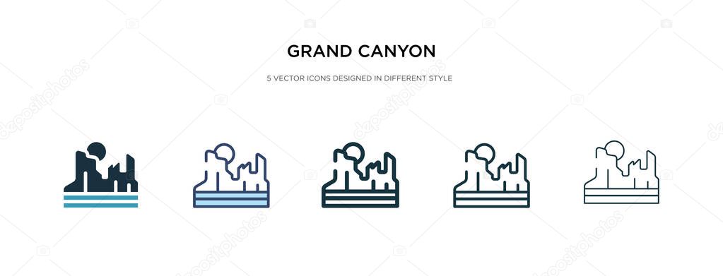 grand canyon icon in different style vector illustration. two co