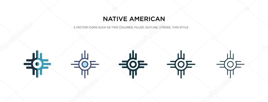 native american sun icon in different style vector illustration.