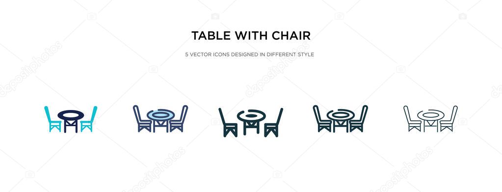 table with chair icon in different style vector illustration. tw