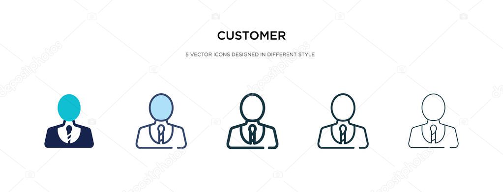 customer icon in different style vector illustration. two colore