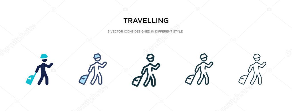 travelling icon in different style vector illustration. two colo