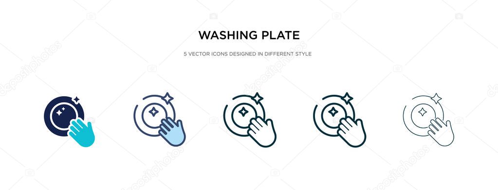 washing plate icon in different style vector illustration. two c
