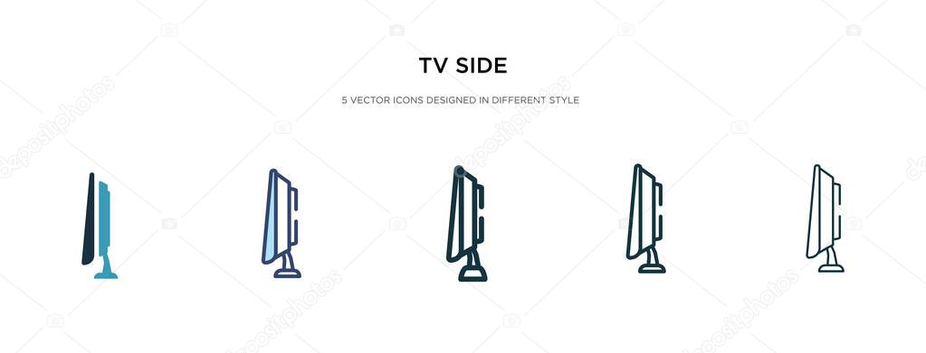tv side icon in different style vector illustration. two colored