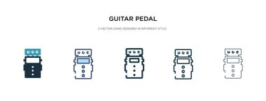 gitar pedal simgesi farklı stil vektör illüstrasyonunda. iki ortak