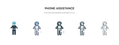 Telefon yardımı ikonu farklı bir biçim vektör illüstrasyonunda. Tw