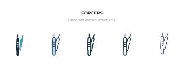 Farklı stil vektör illüstrasyonunda forseps simgesi. iki renkli