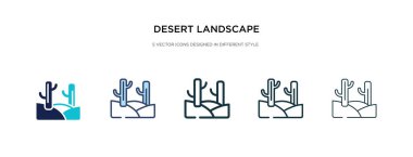 Farklı stil vektör illüstrasyonunda çöl manzarası ikonu. Tw