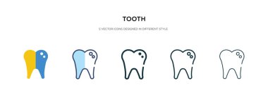 Farklı stil vektör illüstrasyonunda diş simgesi. iki renkli a
