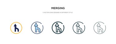 merging icon in different style vector illustration. two colored clipart
