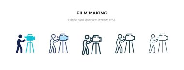 farklı stil vektör illüstrasyonunda film yapma simgesi. iki kol