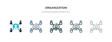 Farklı stil vektör illüstrasyonunda organizasyon simgesi. iki ortak