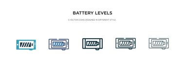 Farklı stil vektör illüstrasyonunda pil düzeyleri simgesi. iki 