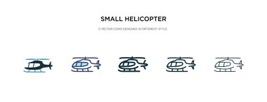Farklı stil vektör illüstrasyonunda küçük helikopter simgesi. Tw