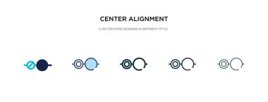 Farklı biçim vektör illüstrasyonunda merkez hizalama simgesi. Tw