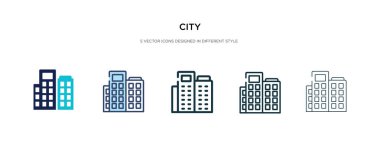 Farklı stil vektör illüstrasyonunda şehir simgesi. iki renkli...