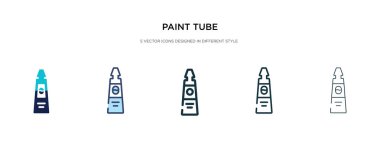 Farklı stil vektör illüstrasyonunda boya tübü simgesi. iki colo