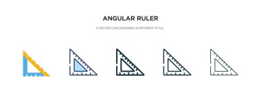 Farklı biçim vektör illüstrasyonunda açısal cetvel simgesi. iki c