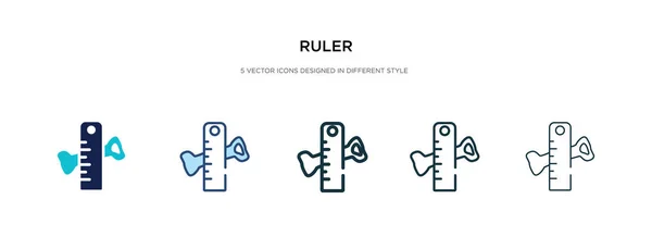 Icono de regla en la ilustración de vectores de estilo diferente. dos colores a — Vector de stock