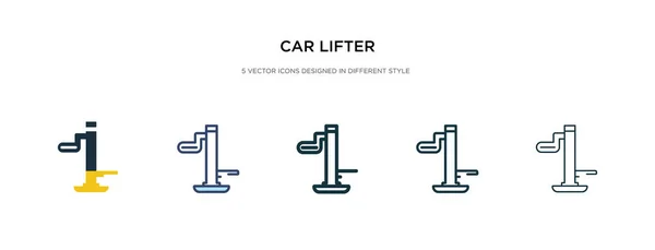 Icono del elevador de coche en la ilustración de vectores de estilo diferente. dos colo — Vector de stock