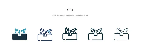 Setzen Symbol in verschiedenen Stil-Vektor-Illustration. zwei farbige und — Stockvektor