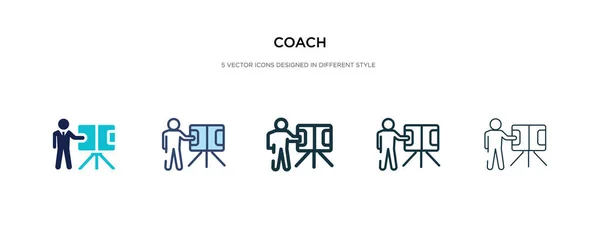 Coach icono en la ilustración de vectores de estilo diferente. dos colores a — Vector de stock