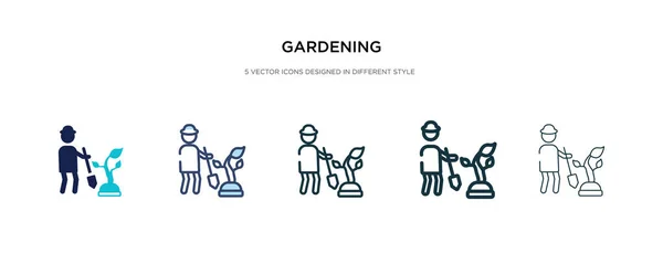 Icono de jardinería en la ilustración de vectores de estilo diferente. dos colores — Vector de stock
