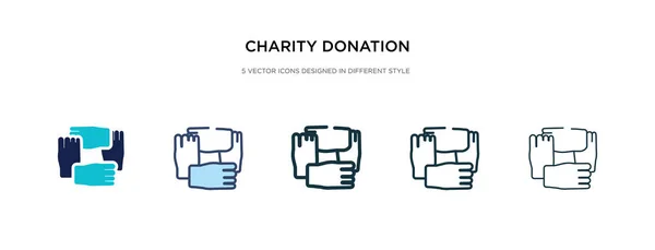 Icono de la donación de caridad en la ilustración de vectores de estilo diferente. tw — Vector de stock